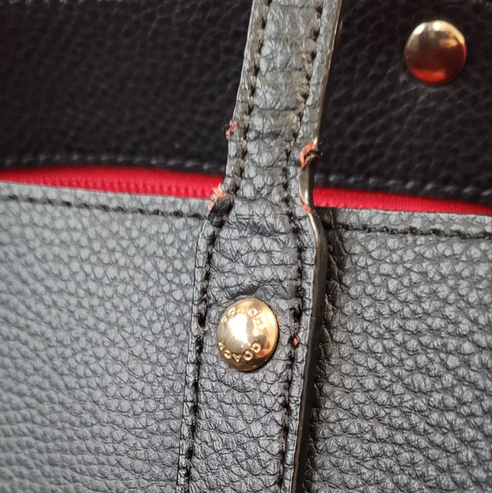 Coach Black Tote with Red Interior